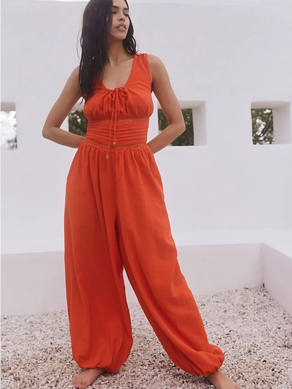 FREE PEOPLE Livin' Lovely Jumpsuit - Orange🌴 Size: L